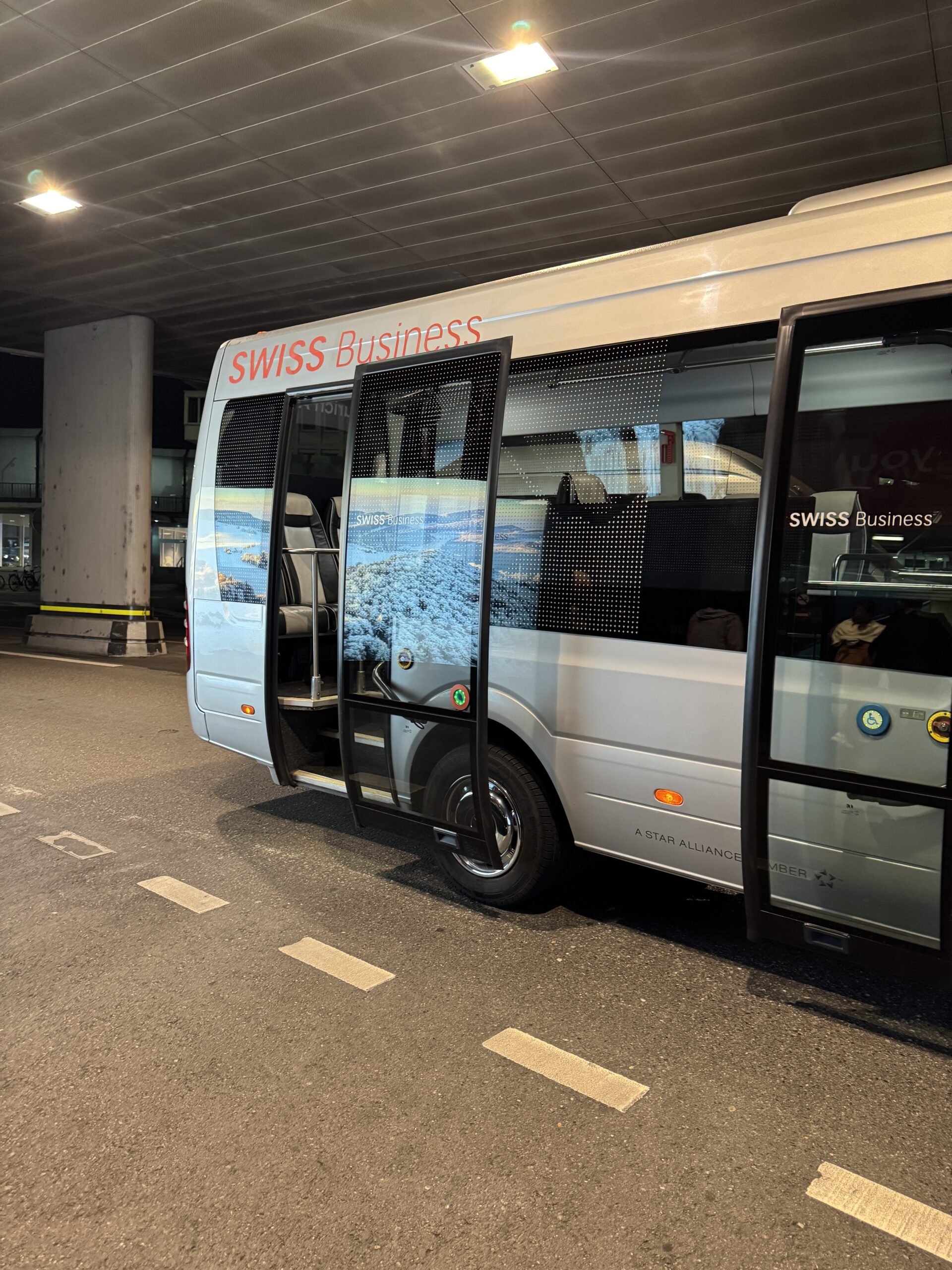 Swiss has a business class shuttle from the plane to the terminal