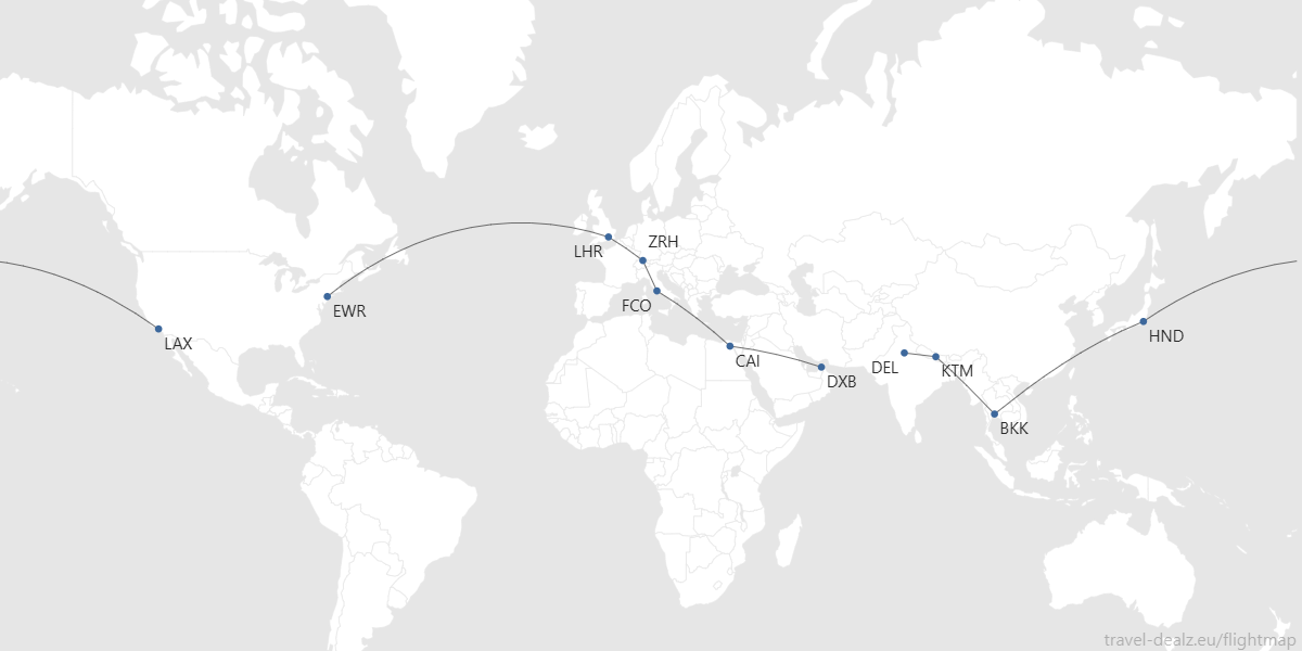 Part of my flight itinerary from my second ANA RTW Trip